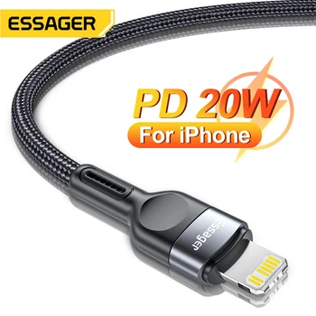 Essager USB C Kabelio iPhone 12 11 Pro Max Xs PD 20W Greito Įkrovimo USB C Tipo iPhone, iPad Kroviklis, Duomenų Kabelis, Laidas 2M