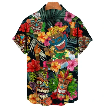 2023 Marškinėliai trumpomis Rankovėmis vyriški Laisvalaikio Havajų Marškinėliai Mados 3D Spausdinimo V-kaklo, Mygtukas T-shirt Vasaros Paplūdimys Atostogų Puloveris Prarasti Viršų