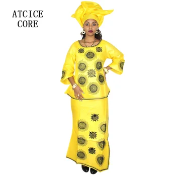 Afrikos Suknelė Moteris heidi bazin Riche Siuvinėjimo Dizainą Lady Viršuje Su Reperis LB006