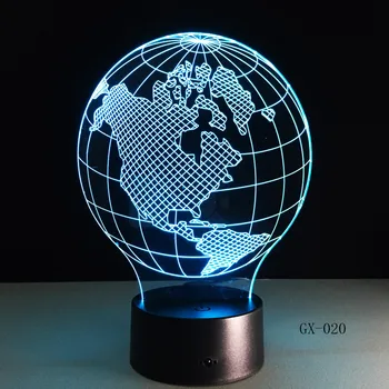 JAV Žemės Žemėlapį Šviesos 3D LED Lempos, Siūlanti 3D Vielos Vaizdai Žemės Rutulio Lempos Rankų darbo Spalva Keičiasi Lempos 3D Dekoro Lempos GX-020