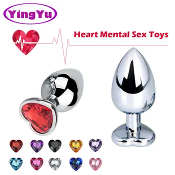 Širdies Formos Metalinis Analinis Butt Plug Sekso Žaislai Moterims, Suaugusiems Sklandžiai Nerūdijančio Plieno Uodega Kristalų Papuošalai Treneris Erotinių Produktų