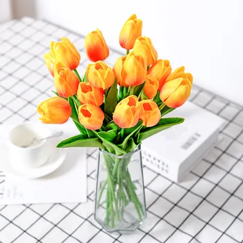 Mini Plastiko Tulpių modeliavimas Gėlių netikrą Gėlių Šilko Gėlės, Dirbtinių Gėlių Vestuvių Namų Puošybai Gėlių, kambarinių augalų