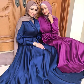 Ramadanas Satino Ilga Suknelė Abaja Mados Moterų Criss Cross Iškirpte Juostinės Musulmonišką Hidžabą Skraiste Naktį Šalies Suknelė Dubajus Turkija Kaftan