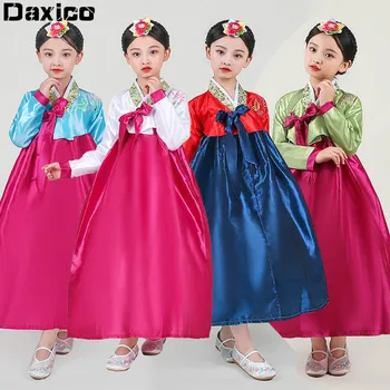 Merginos Tradicinio Korėjiečių Hanbok Suknelė Vaikų Etape Senovės Tautos Šokių Drabužiai Vaikams, Tautinių Šokių Drabužių Šalies Cosplay Kostiumas