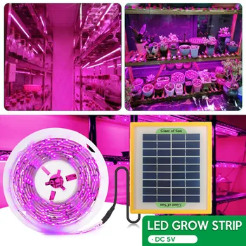20W Saulės baterijomis, LED Grow Light Visą Spektrą 5V Augti Šviesos Ruože 2835 LED Fito Lempos Augalams Šiltnamio efektą sukeliančių Hydroponic Auga