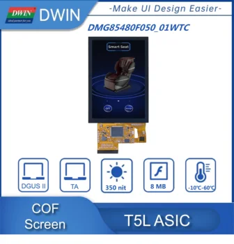 DWIN COF Struktūrą,5 Colių, 480*854 Pxels Rezoliucija, 262K Spalvų, IPS TFT-LCD,Neprivaloma TP Išvaizda