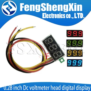 0.28 colių Dc voltmeter galvos skaitmeninis displėjus, Reguliuojamas trijų eilučių DC0-100V Baterija voltmeter