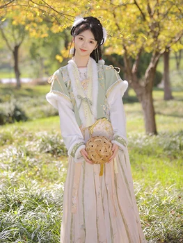 Rudenį, Žiemą Moterys Kinų Stiliaus Hanfu Tang Dinastijos tinka Moterų Sutirštės Slim Kasdien Kostiumas Siuvinėjimo 2023 Kinų naujieji Metai