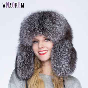 Rusijos aviatorius bžūp pobūdį, 100% pilnas fox fur vyrų ir moterų žiemos skrybėlę earmuffs sugauti žirnių skrybėlę nekilnojamojo usūrinių lapės kailio kepurę
