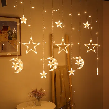 LED Žvaigždžių Pasakų String Šviesos Užuolaidos, Girliandomis, Kalėdų Žiburiai Dekoro Kambaryje Namo Atostogų Apšvietimo Vestuvių Mubarakas Ramadanas Dekoras