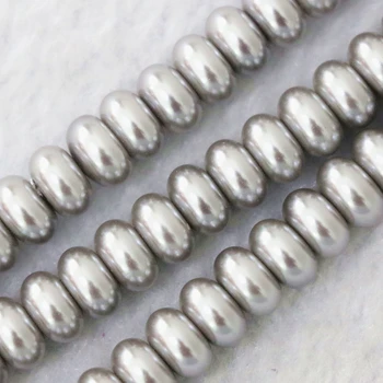 Karšto Pardavimo Elegantiškas 4x6mm 5x8mm Rondelle Shell Imituojamas-perlas 2 Spalvos Balta ir Silvers Pilkos spalvos Pakabukai 