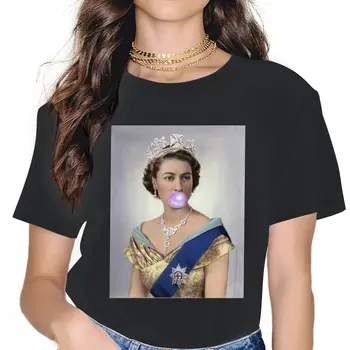 Atsitiktinis Karalienė Elizabeth II Guma, T-Marškinėliai Moterims Apvalios Apykaklės, 100% Medvilnės T Marškiniai Suplėšyti Trumpas Rankovės Marškinėliai Spausdinami Drabužiai