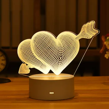 1pcs Valentino Dienos Dovana, Meile 3D Akrilo Triušis Mėnulio Lempa, LED Nakties Šviesos Vestuvių Dovana Rose Lokys Pateikti Velykų Apdaila