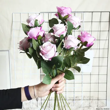 2019 Aksomo, Dirbtinės gėlės rožės filialas fleur artificielle rose flores, vestuvių dekoravimas pigūs netikrą Gėlių didmeninė