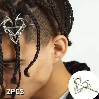 Nauja Hip-Hop Metalo Meilė Širdies Plaukų Segtukai Korėjos Madinga Kietas Mergaitės Pusėje Įrašą Moterų Geometrinis Unikalaus Dizaino Sidabro Spalvos Brarrettes