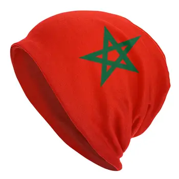 Vėliavos Marokas Skrybėlių Mados Kietas, Rudens ir Žiemos Lauko Skullies Beanies Bžūp unisex Vyrų, Moterų, Moterų Vasaros Šiltas Dvejopo naudojimo Megzti Skrybėlę
