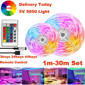 LED Kambario Šviesos Spalva RGB LED Žibintai, 5V USB Nuotolinis Valdymas LED Juosta 5050 TV LED Apšvietimas Miegamojo Puošmena 5m 10m, 15m 20m 30m