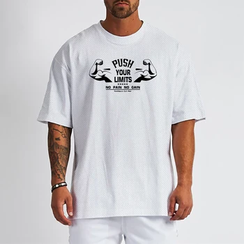 Muscleguys Sporto Drabužių Akių Quick Dry Fitneso Mens Negabaritinių Marškinėliai Hip-Hop Streetwear Prarasti Pusę Rankovės Kultūrizmo T-shirt