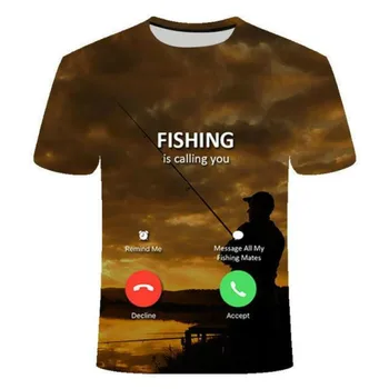 2021 vėliau kaip karšto pardavimo 3D žvejybos marškinėliai atsitiktinis hip-hop ' o T-shirt Harajuku 3D žuvų žvejybos apvalios kaklo marškinėliai