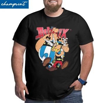 Laisvalaikio Asterix Ir Obelix T-Marškinėliai Vyrams, O Kaklo Medvilnės Marškinėliai trumpomis Rankovėmis Didelis, Aukštas, Trišakiai Plius Dydis 4XL 5XL 6XL Viršūnės