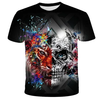 Prekės Kaukolė Marškinėliai Vyrams Punk Juokinga T Shirts Kraujo Anime Drabužius Gestas Marškinėliai 3D Spausdinimo Metalo Marškinėlius Berniukai Vaikams Drabužių kaukolė vyrai