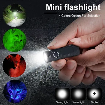 Mini LED Žibintuvėlis/UV Šviesos Fakelas, Lauko Nešiojamų Pėsčiųjų Maža 3Modes Žibintuvėlis atsparus Vandeniui Lempa+16340+USB Įkroviklis+Apsauga Lauke