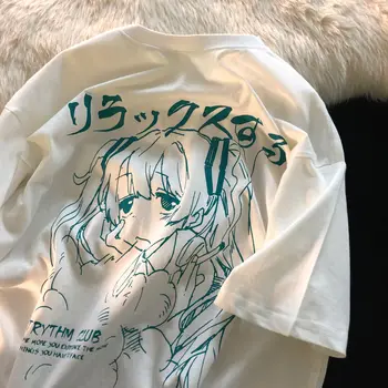 Vyrų Drabužiai vyriški Marškinėliai Y2k Japonijos Harajuku Grafinis Kawaii T Shirts Anime Spausdinti Negabaritinių Marškinėliai Grunge Streetwear Viršūnės