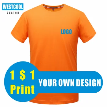 Trumparankoviai Custom T-Shirt Logotipas Apvalios Kaklo Individualų T-Shirt Siuvinėjimo Vyrams Ir Moterims Drabužių Viršūnes WESTCOOL 2020 m.