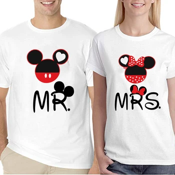 Ponas ir Ponia Mėgėjams Minnie Mouse Valentino Dienos Dovanų Marškinėlius už Unisex Grafinis Medaus Tees Viršūnių Porų Suknelė Dropship