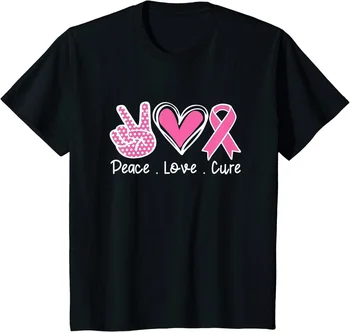Krūties Vėžys Sąmoningumo Kostiumas Rožinė Taikos Meilės Išgydyti Tikėjimo Marškinėliai Trumpomis Rankovėmis Medvilnės Poliesterio T Marškinėliai Moteriška Camisetas