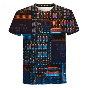 2022 Elektroninių Hip-Hop Marškinėliai Vyrams, Moterims, 3D Mašina Atspausdintas T-shirt