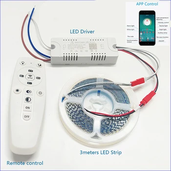 Pažangi LED Driver (50-70W)X2 Su APP ir 2.4 G nuotolinio valdymo pulto LED Transformatorius Su 3 Metrų Nuolatinės Srovės LED Juostelės.