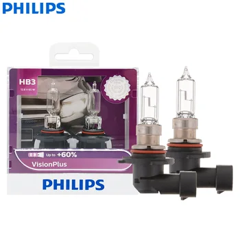 Philips 9005 HB3 VisionPlus 12V 65W P22d Halogeninės Automobilių Žibintų VP +60% Daugiau Ryškios Šviesos Auto Lempos Originalios Lemputės 9005VPS2, 2X