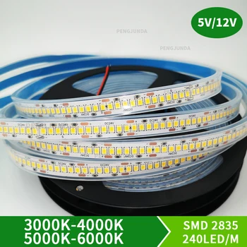 5m 1200 LED 2835 Bande LED 12V 24v žibintai sttrip Lankstus Llight 240 led/m LED juostelė Baltos, Šiltai balta