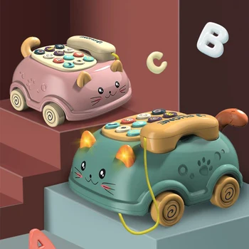 Kūdikių Muzikos Telefonas, Žaislų, Animacinių filmų Dvikalbiai Mobilusis Telefonas su 12 Funkcijas, Mokymosi Mašina Montessori Žaislai mažiems Vaikams Dovanų