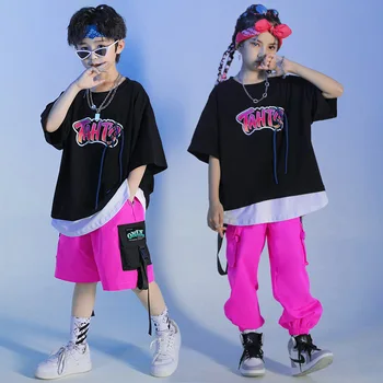 Šiuolaikinės Hip-Hop Šokių Drabužiai, Vaikiški Marškinėliai Prarasti Hip-Hop ' o Kelnės Mergaitėms Džiazo Šokio Kpop Apranga Berniukai Būgno Naudingumo Kostiumas BL8688