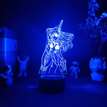 Anime Pav Lempos Asuka Langley Soryu 3D Holograma Naktį Šviesos Miegamojo Puošmena RGB Mirksi USB Apšvietimo Lentelė art de Dekoras