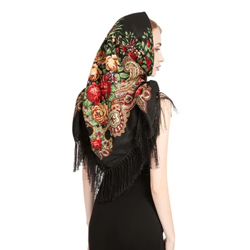 Rusijos skara Skara Moterų Galvos Wrap Hijab Babushka ukrainos Šalikai Aikštėje Antklodė Kutas Retro Nosinė 110cm Kutais Skara