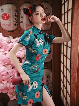 Qipao Šiuolaikinės Kinų Suknelė Mergina Mados Stretch Vintage Cheongsam Tradicinis Moterų Apdaras Orientale Vestido Chino Stiliaus Kinijos Naujas