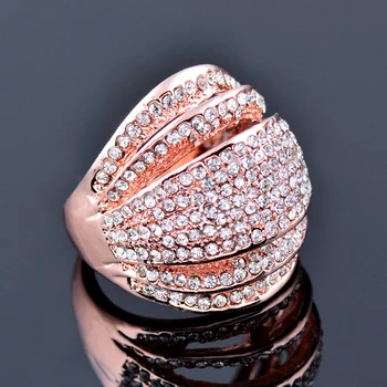 LEEKER korėjos stiliaus Multilayers Eilučių Crystal Žiedą, Moterims, rožinė Aukso, Sidabro Spalvos vestuvių priedai bižuterijos 178 XS6