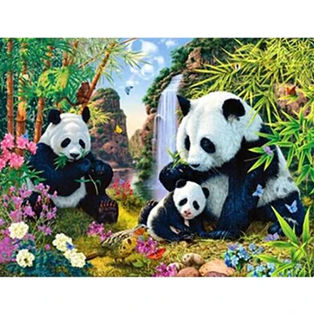 Panda 5D Diamond Tapybos Rinkiniai kvadratiniu/Apvalus Deimantas Mozaikos Brangina Gyvūnų, kalnų krištolas Siuvinėjimo Namų Dekoro 