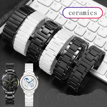 YOPO Kokybės Keramikos Watchband Vyrai Moterys Huawei Žiūrėti GT 2 Smart Sporto GT3 Pro Juodos Ir Baltos Keramikos WatchChain