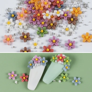 40Pcs Spalvinga 3D Akrilo Gėlių Derinys Ikrai, Nagų Puošyba, Daug Nagų Dailės Papuošalai Vasarą 