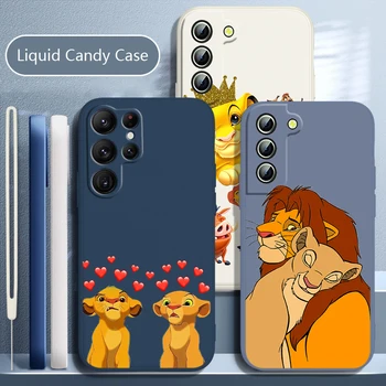 Liūtas Karalius Animacinių filmų Kietas Telefono dėklas Samsung Galaxy S21 S22 S20 S10 S9 Ultra Plus Pro FE Skysčio Virvę Saldainiai Padengti Fundas