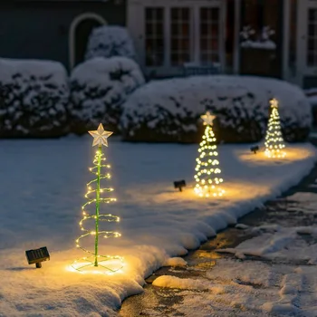 Lauko Saulės Šviesos Kalėdų Medžio Šviesos Stendas, Sodas LED Žemės Lempos String Star Žibintų Dekoratyvinės Šviesos Kalėdos Apdaila