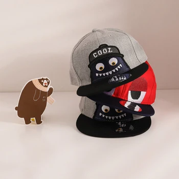 Naujas korėjos Vaikų Beisbolo kepuraitę Mados Hip-Hop Bamblys Skrybėlės Animacinių filmų Monstrą Baby Sun Skrybėlę Vaikų Berniukų, Mergaičių Snapback Dangteliai 2-7Y