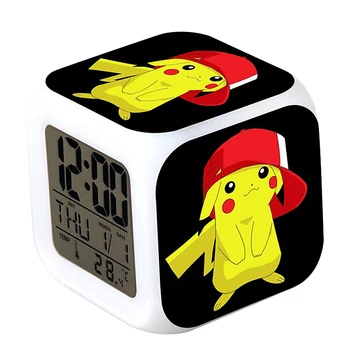 Pokemon Žadintuvas LED Skaitmeninis Laikrodis, 7 Spalvų šviesų Naktį Žėrintis Vaikams, Stalo Laikrodis Vaikams Dovanos Vaikams