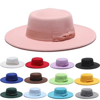 2021 žiemos fedora skrybėlės moterims mados Vienodo pločio Kraštų Vilnos Veltinio Džiazo Fedora Skrybėlės vyrų goth Flat top lankas bžūp
