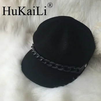 Naujas žiemos aštuoniakampis beisbolo kepurė hat, black vyrų ir moterų grandinės medžiaga skrybėlę jojimo retro